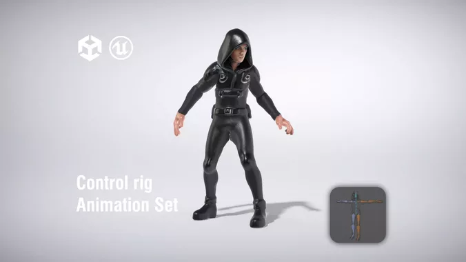Stealth Operative in Tactical Black Outfit low poly 3d model