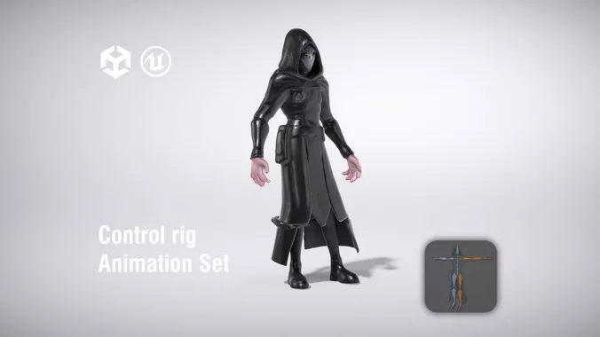 Mysterious Dark Sorcerer with Cloak and Mask low poly 3d model