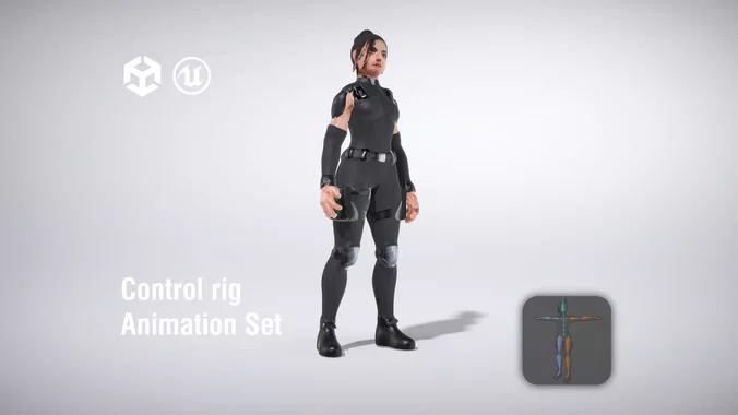 Female Operative in Tactical Gear low poly 3d model