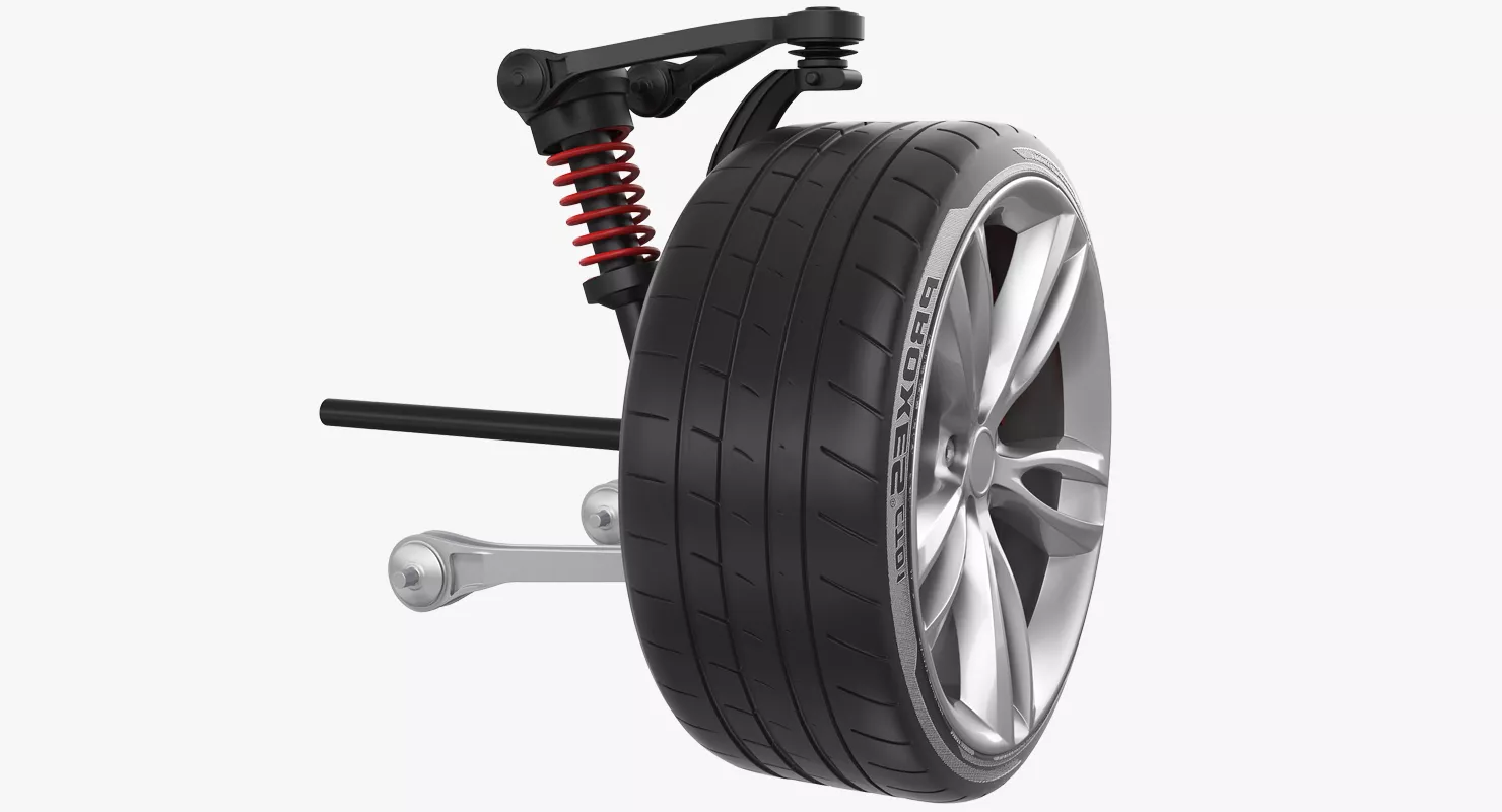Car Front Suspension with Wheel 3D model