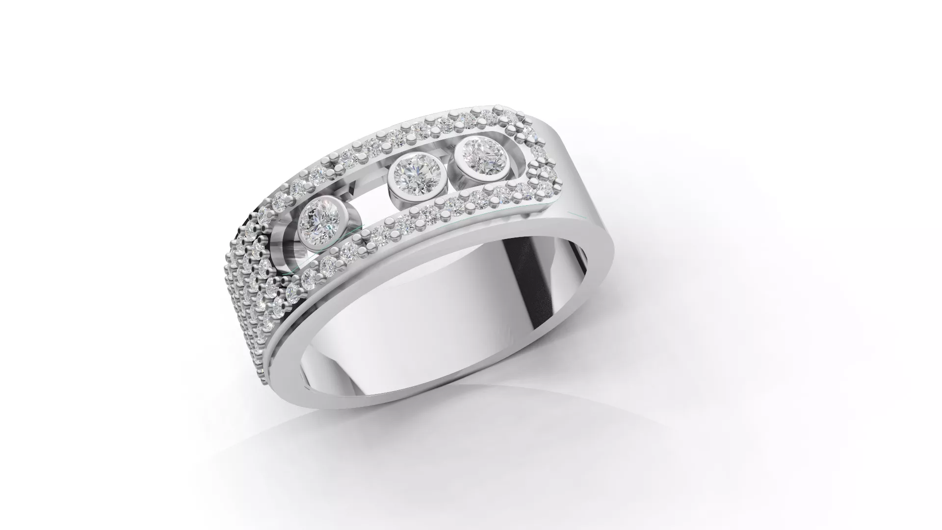 Wide Moving Diamond Kinetic Ring 3D Print Model 3D print model