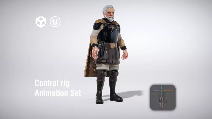 Fantasy Knight with Cape and Armor low poly 3d model