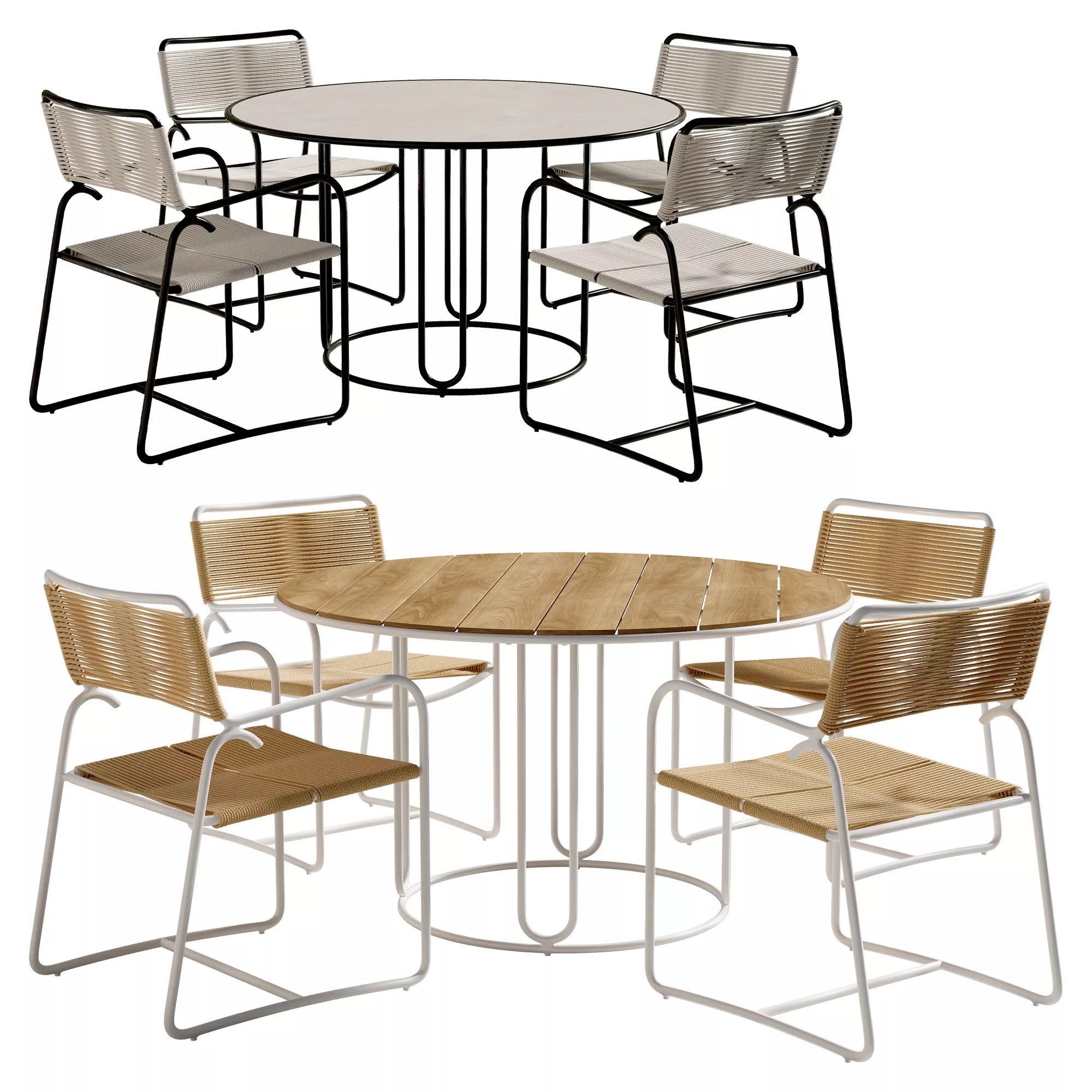 Walter Lamb Round Dining Table Set 3D model