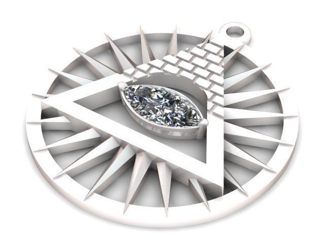 Pendant all seeing eye with diamond in center 3D print model_1