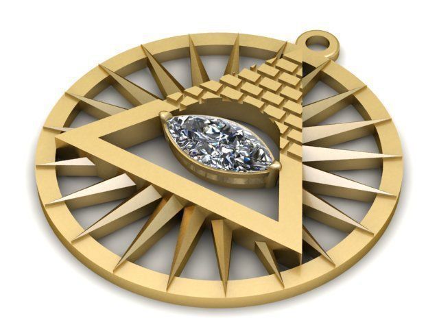 Pendant all seeing eye with diamond in center 3D print model