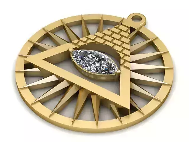 Pendant all seeing eye with diamond in center