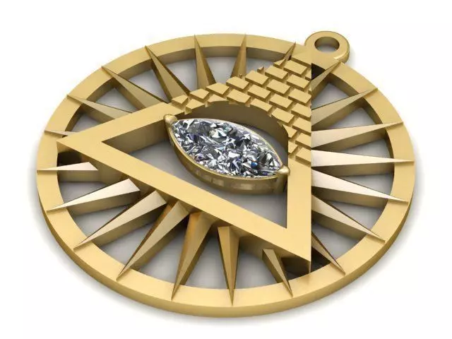 Pendant all seeing eye with diamond in center 3D print model_0