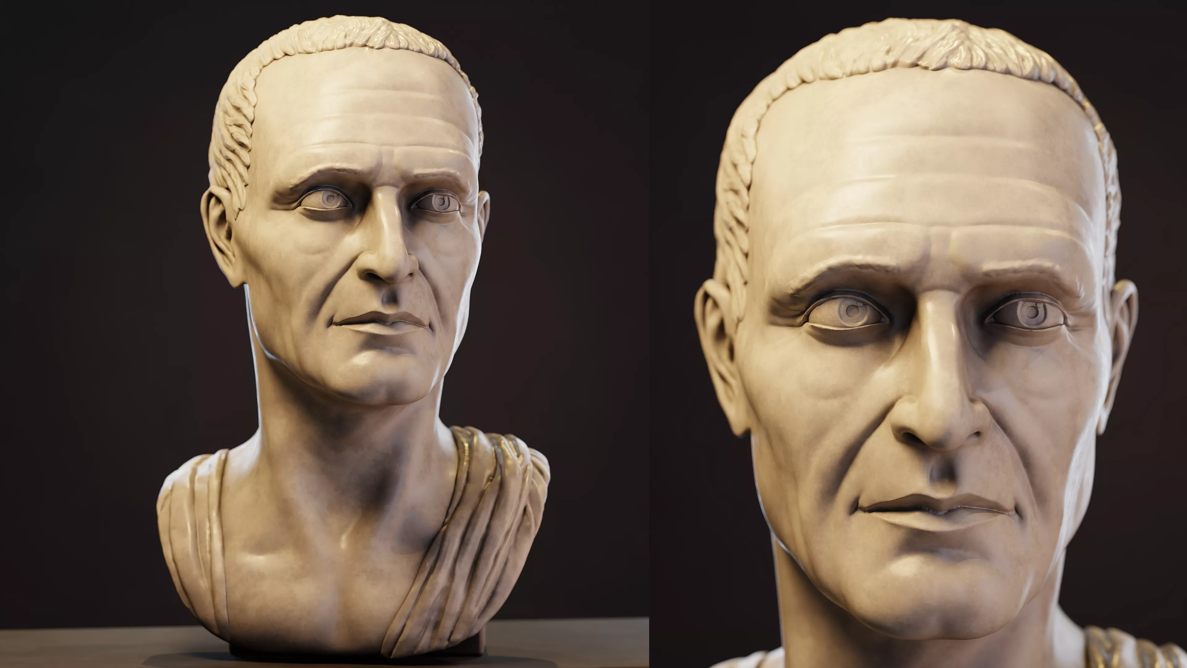 Roman Marble Bust Statue Sculpt 3D model