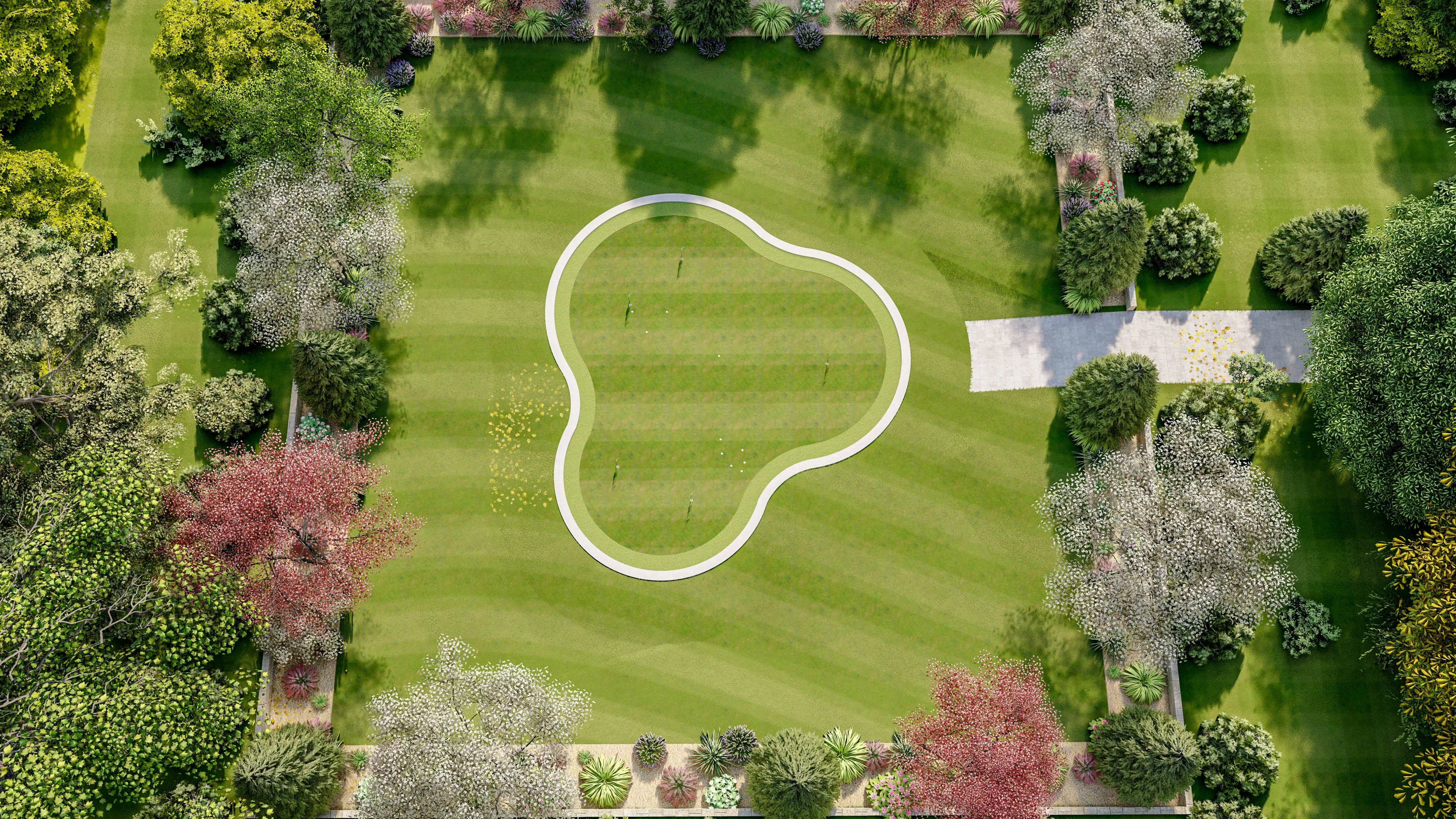 modern organic mini golf course 3D model