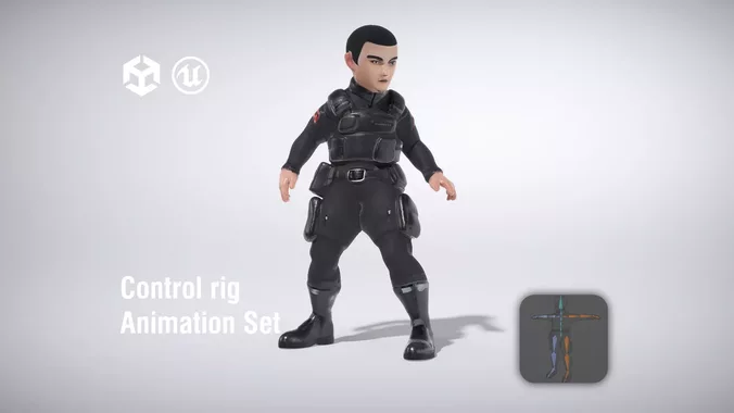 Stylized Military Soldier in Tactical Gear low poly 3d model