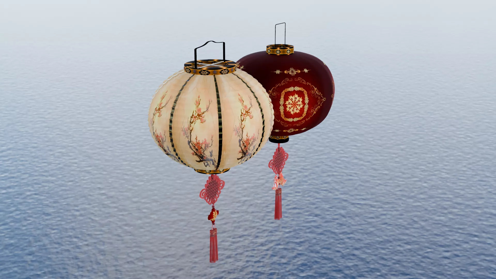 Chinese Red Lantern 3D Model Low-poly 3D model