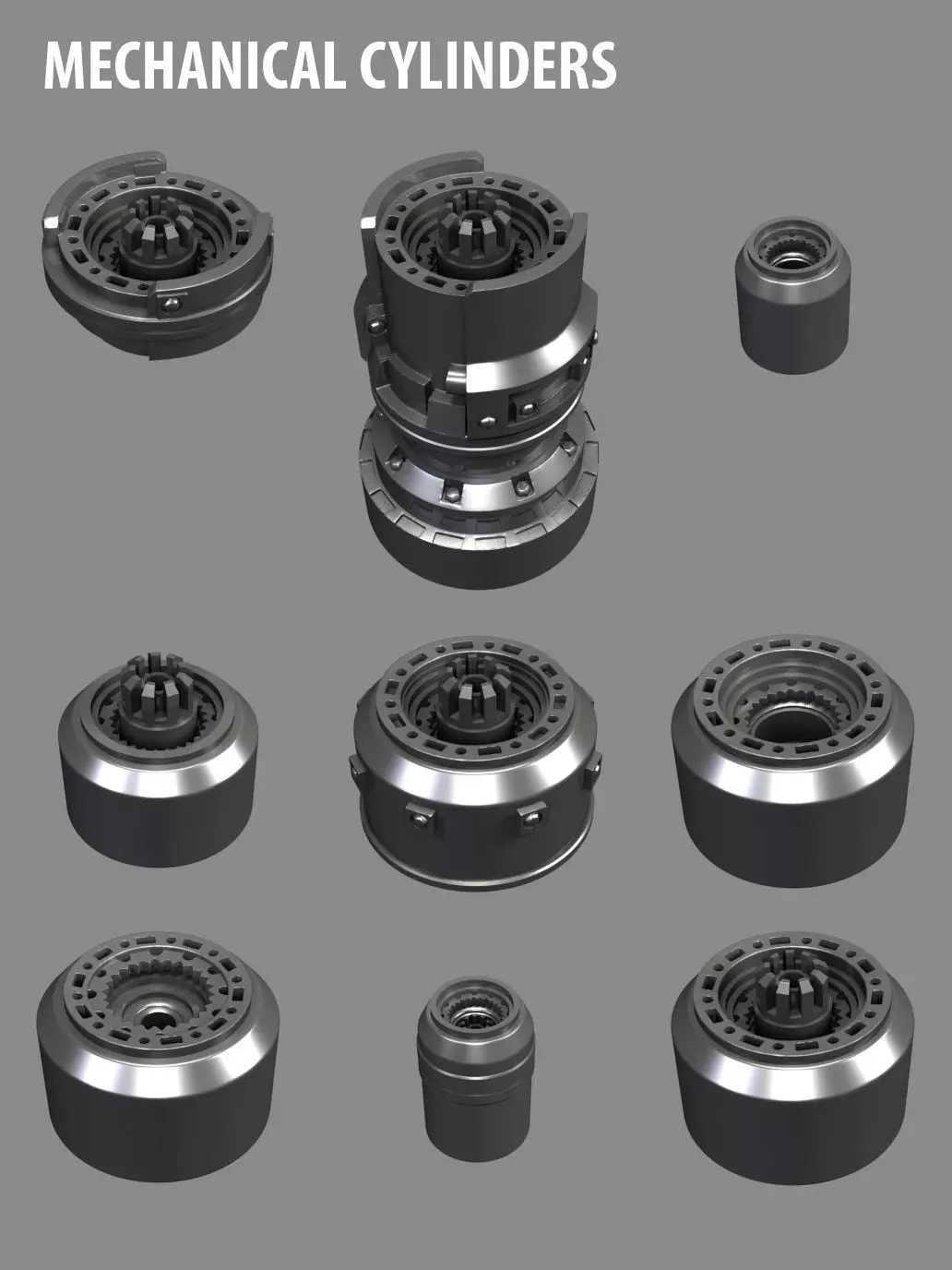 Mechanical Cylinders 3D model_0