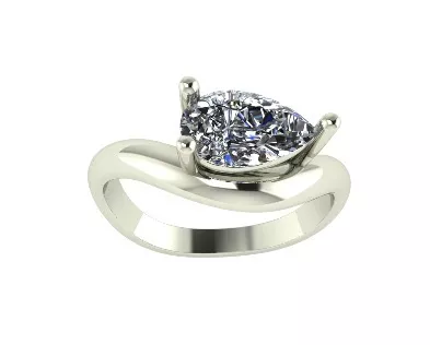 Pear Diamond Engagement Ring 3D print model
