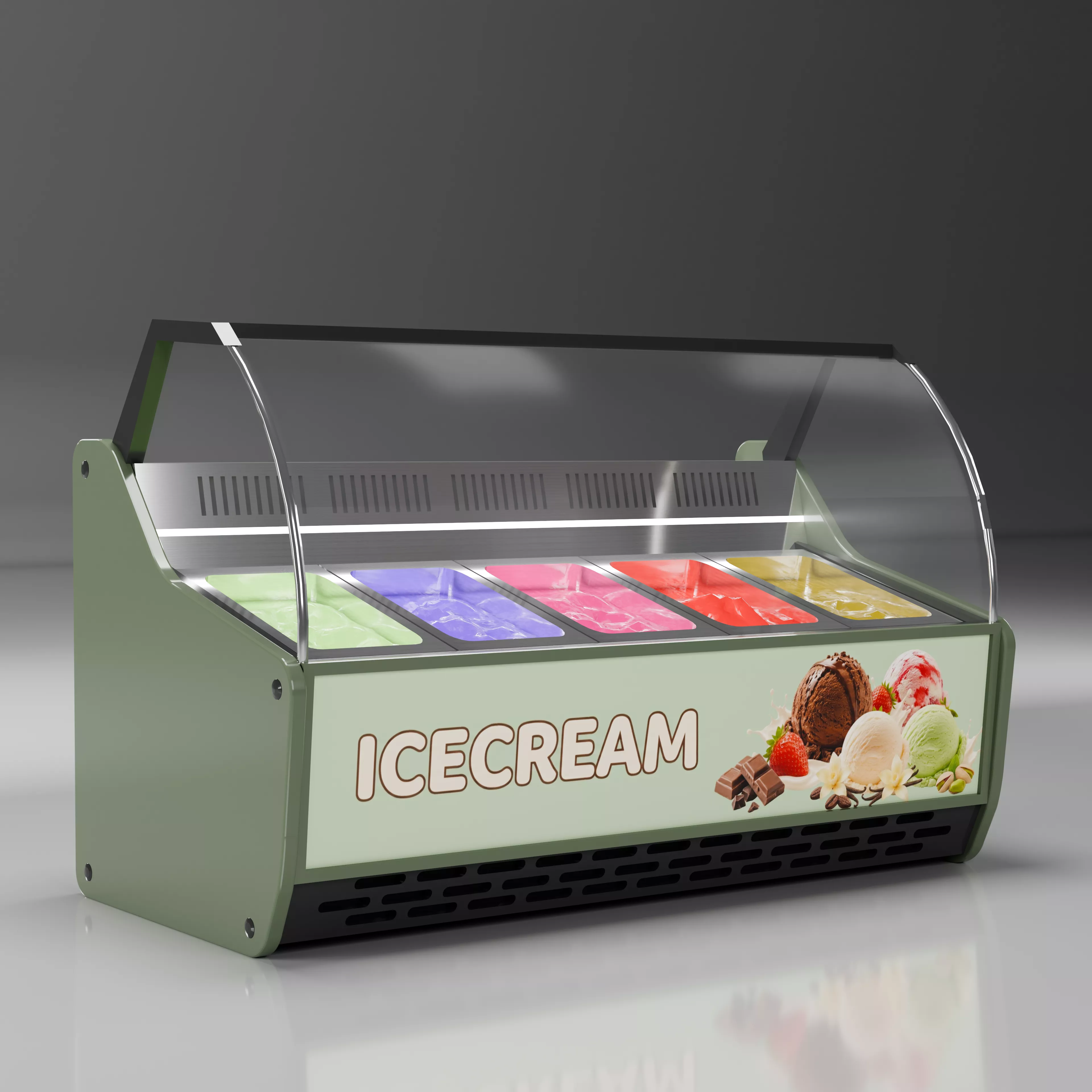 Ice Cream Refrigerator Display Freezer Stand Low-poly 3D model