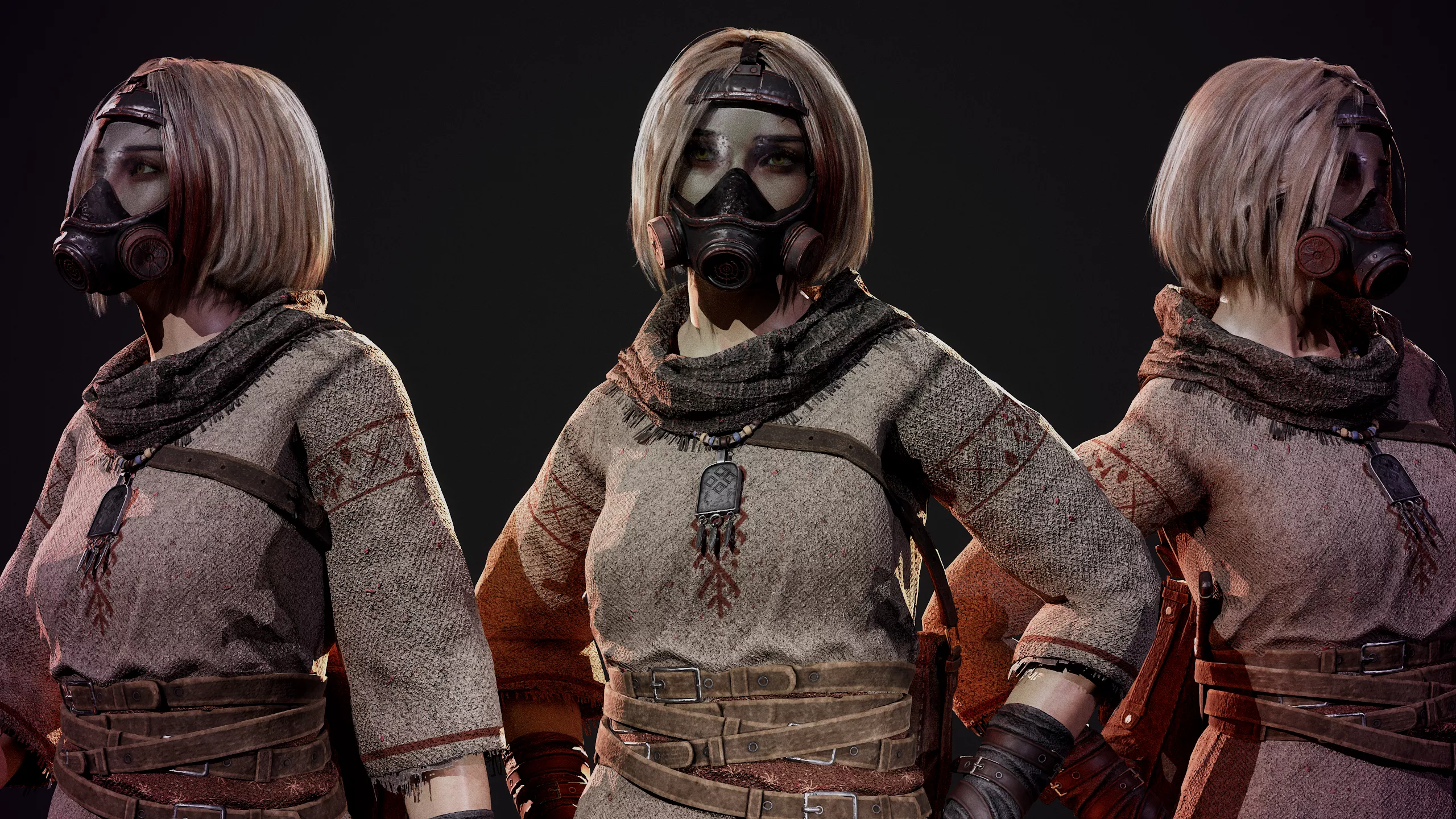 Post-apocalyptic girl Low-poly 3D model