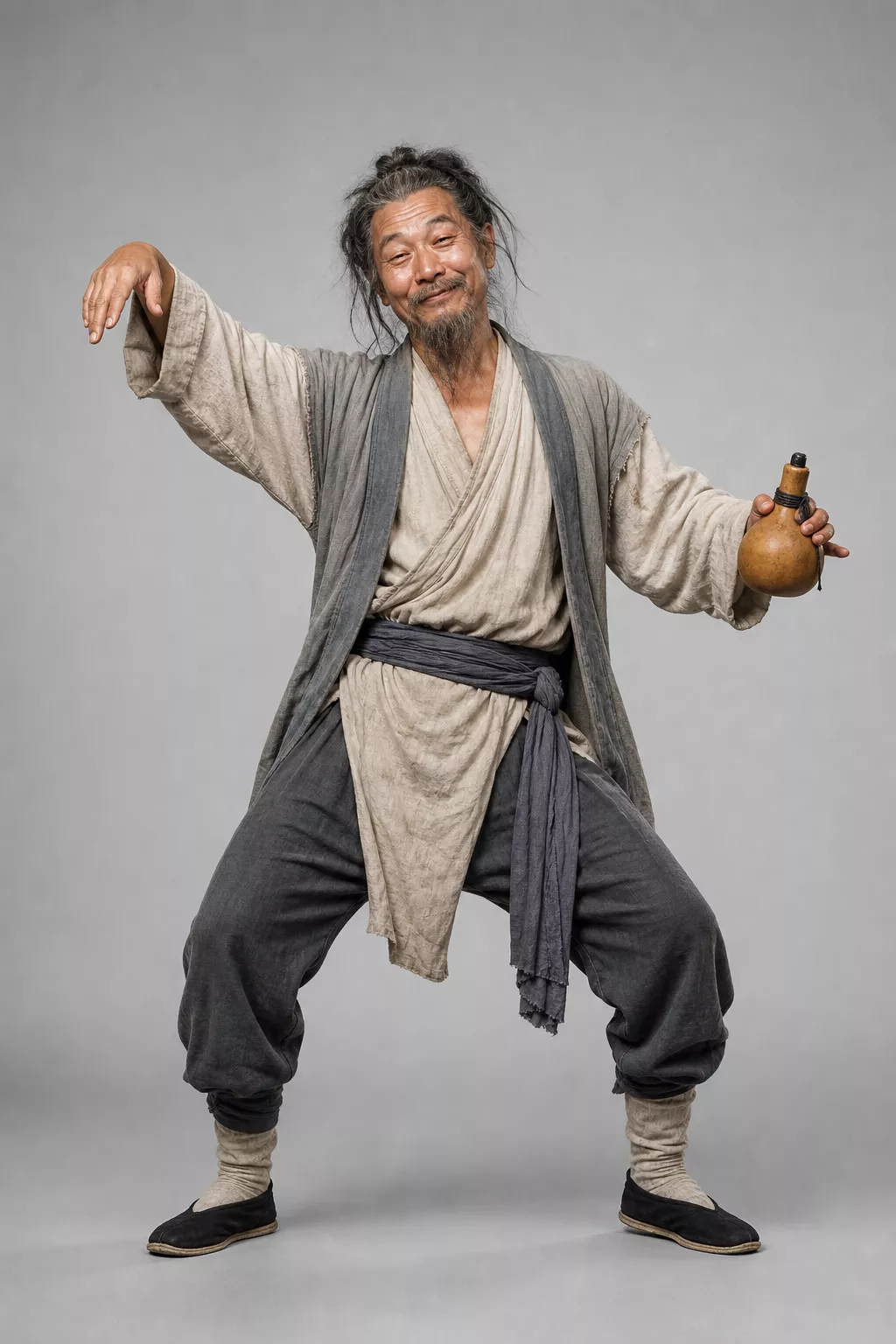Kung Fu Master Rigged Character with Staggering Walk Animation 3D model