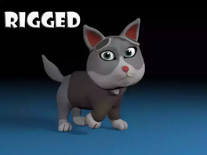 Cartoon cat Low-poly 3D model