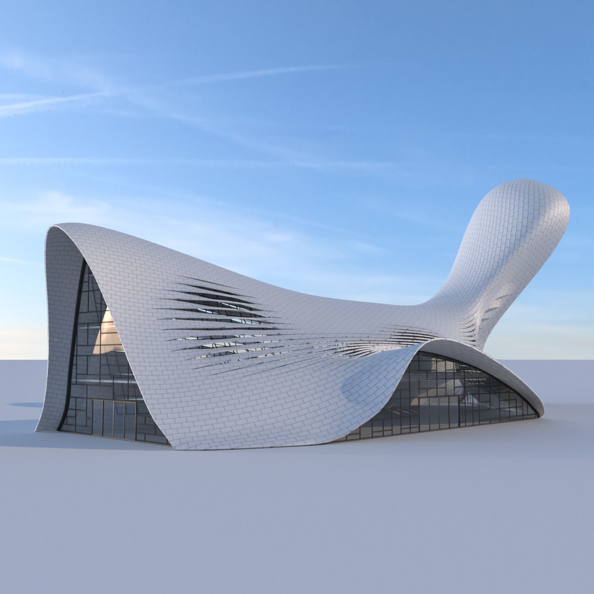 Futuristic building 3D model_1