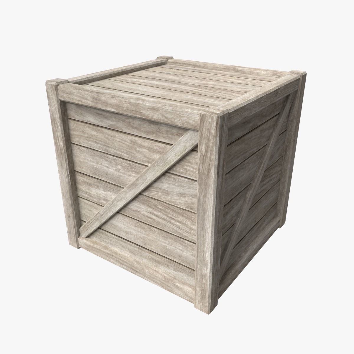 Wooden Box Low-poly 3D model_0