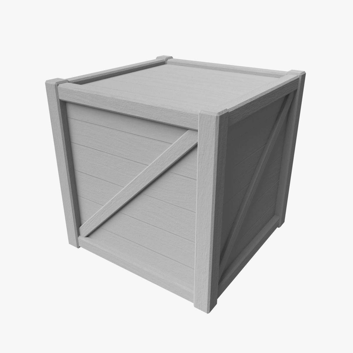 Wooden Box Low-poly 3D model_1