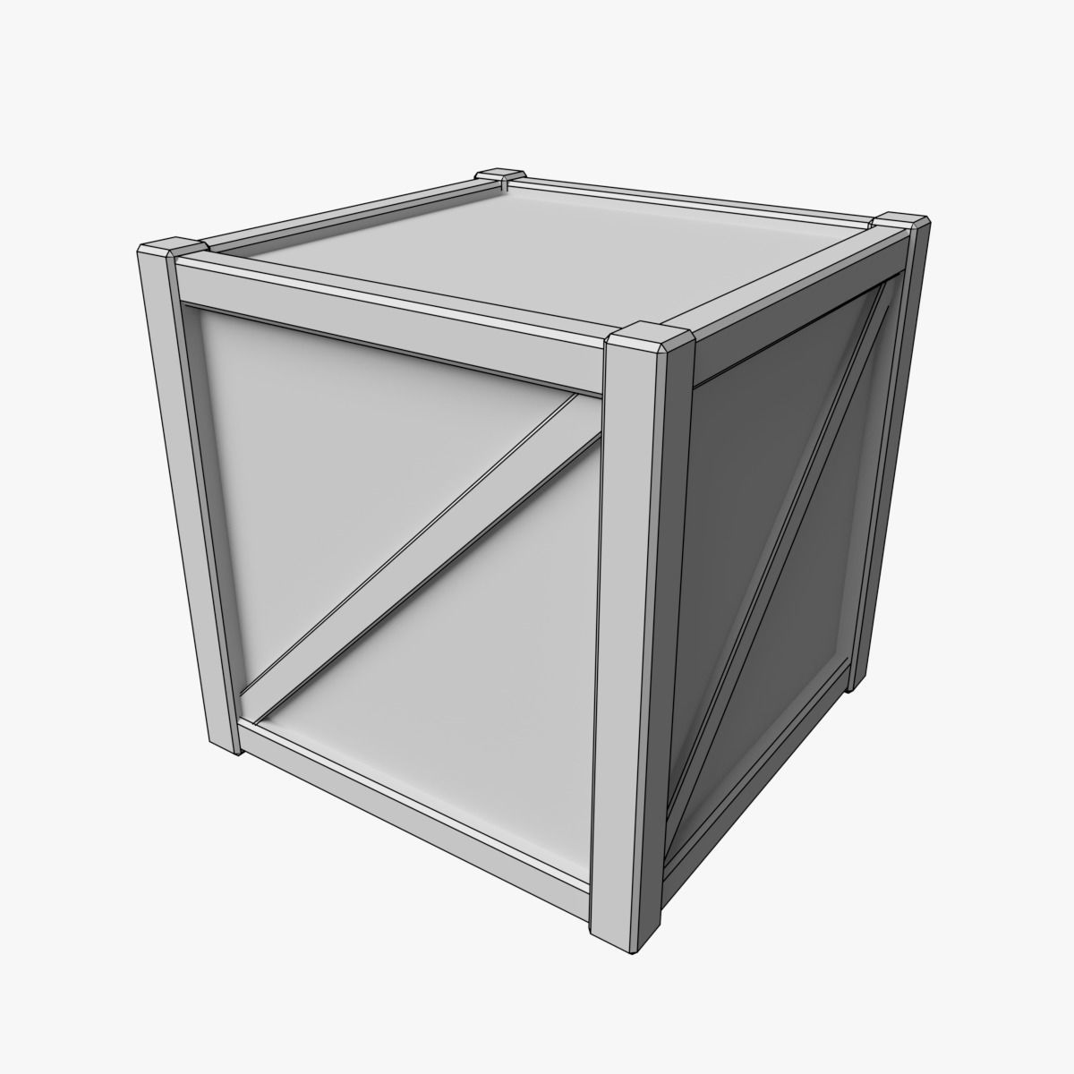 Wooden Box Low-poly 3D model_2