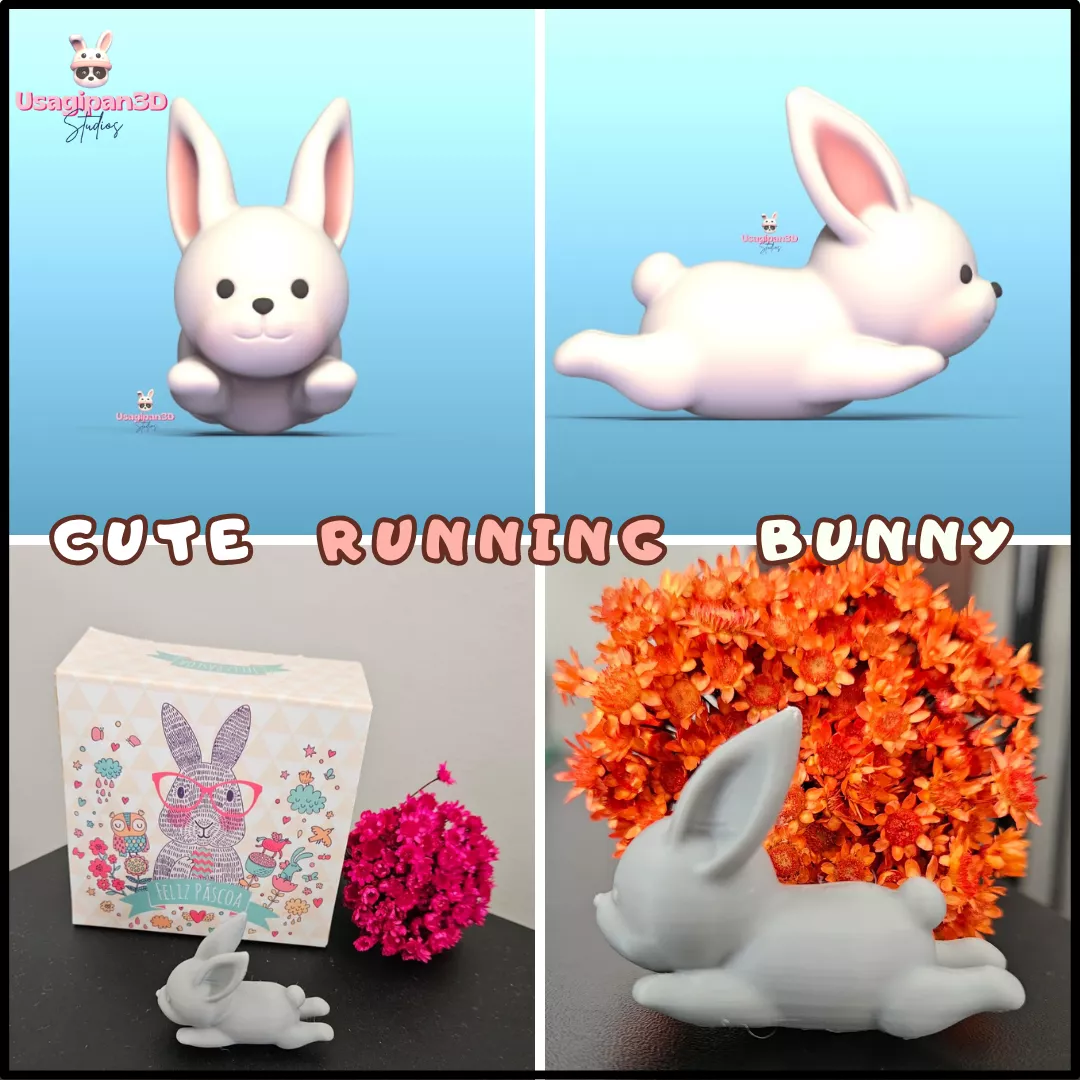 Cute Running Bunny 3D print model