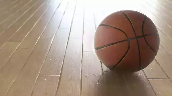 Basketball on Gym Floor 3D model