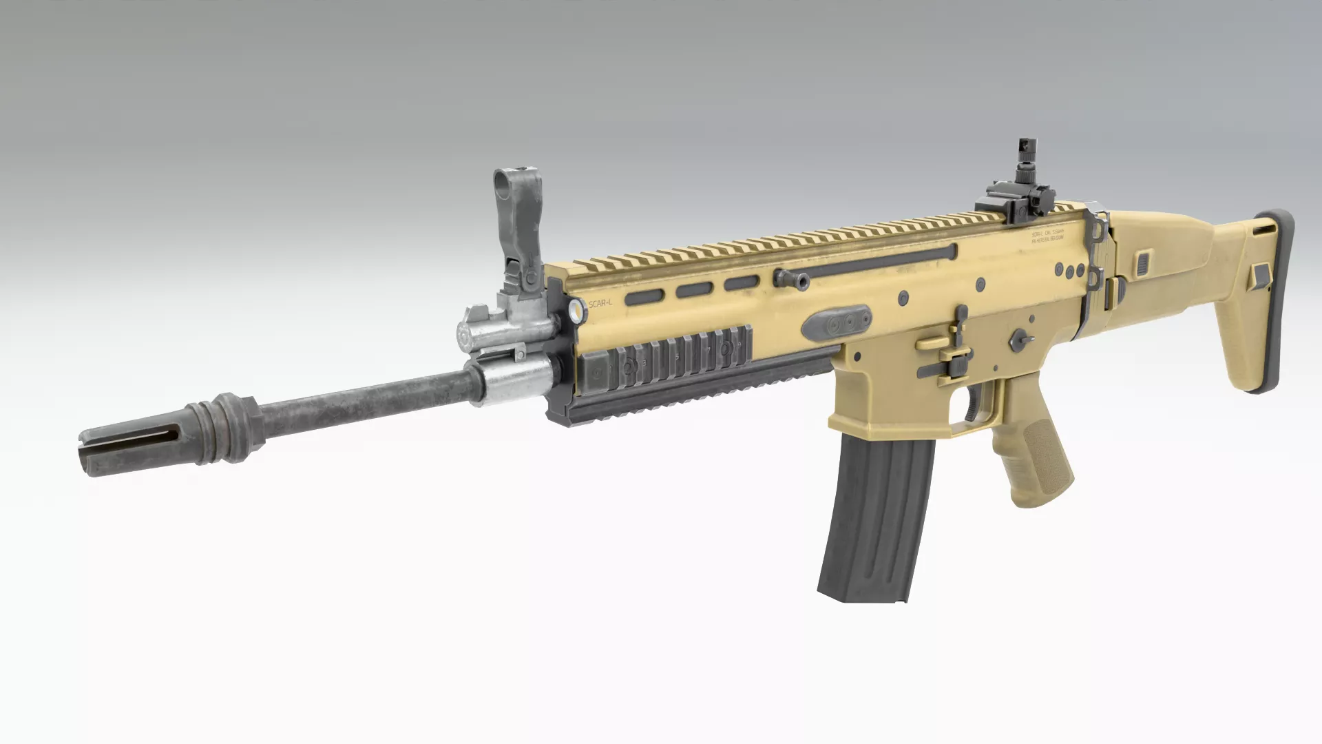 FN SCAR-L - Assault Riffle Low-poly 3D model