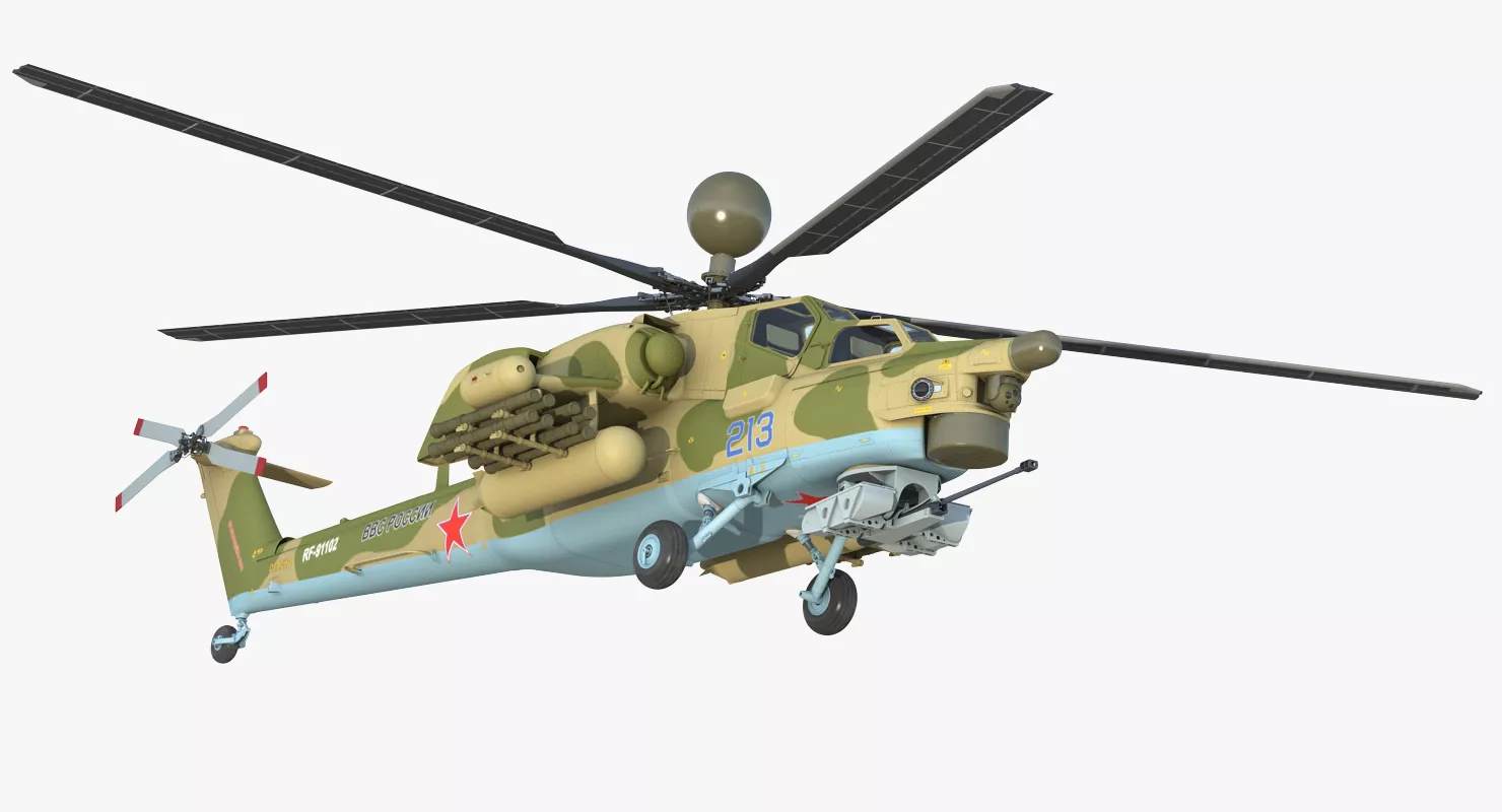 Attack Helicopter MI 28N Havoc with Radar Station Rigged 3D model