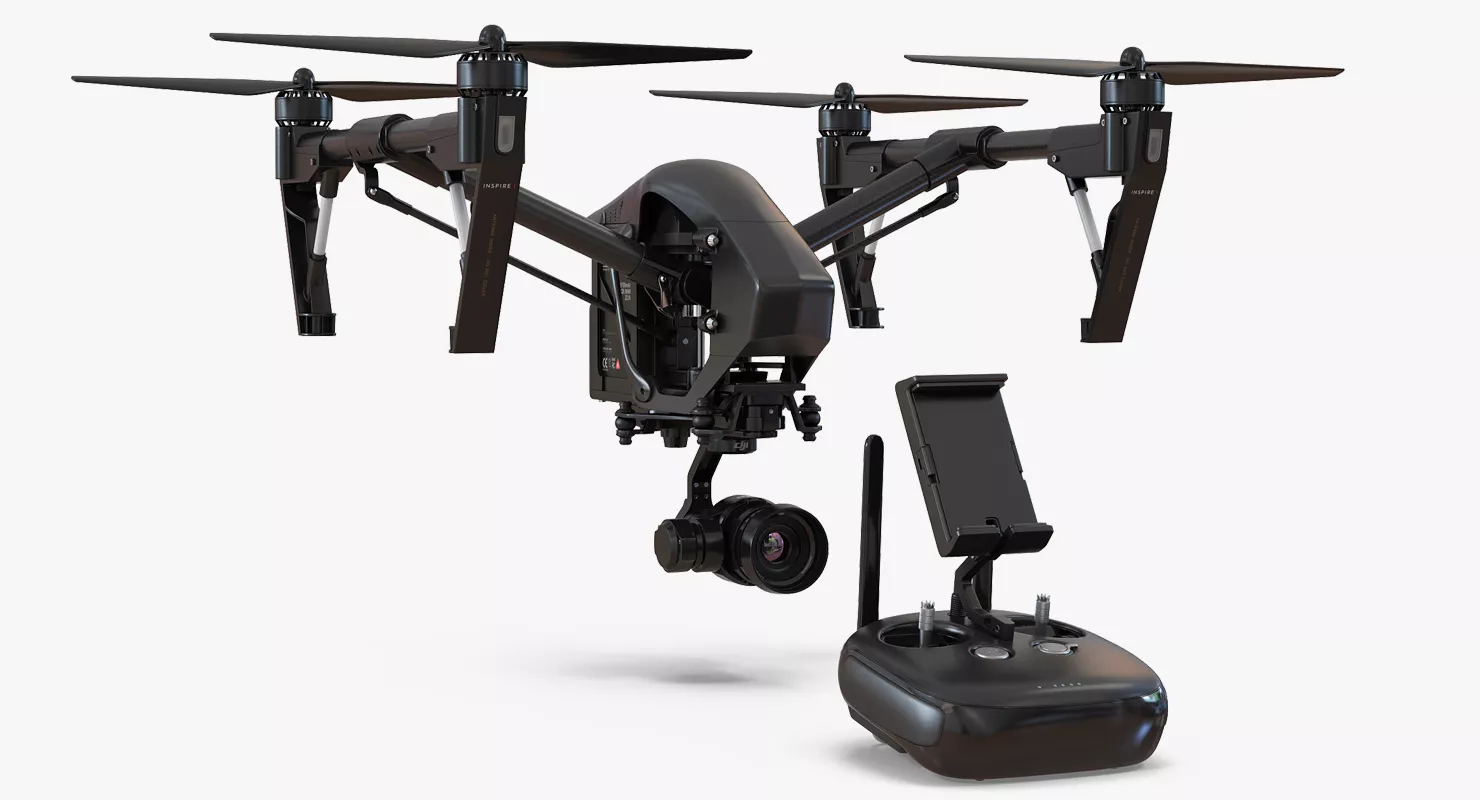 DJI Inspire 1 Quadcopter Black Edition Rigged Set 3D model