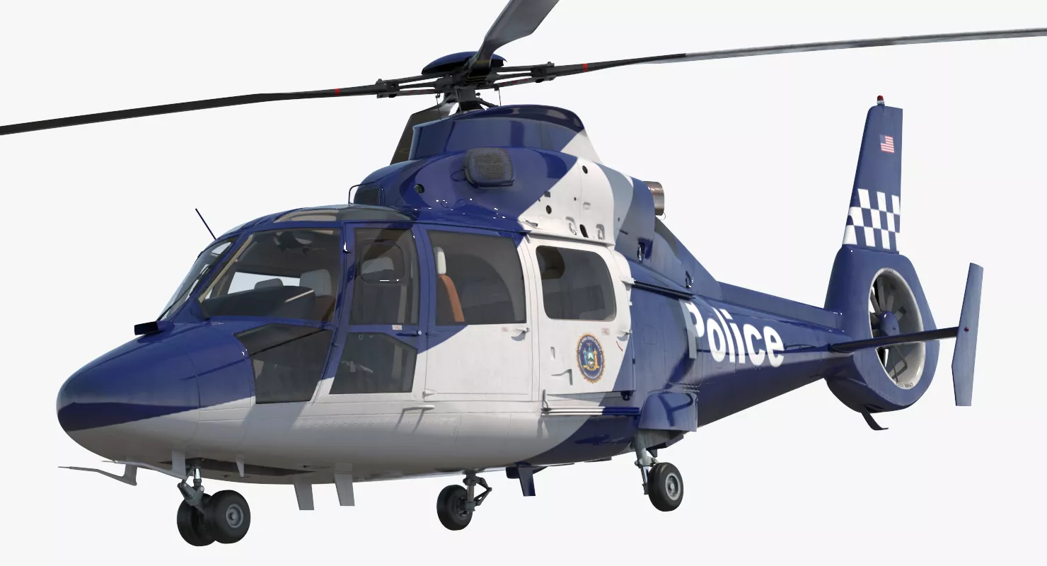 Police Helicopter Eurocopter AS 365 N2 Dauphin Rigged 3D model