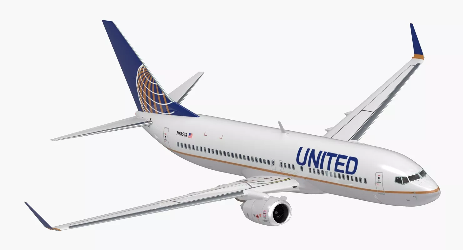 Boeing 737 800 with Interior United Airlines 3D model