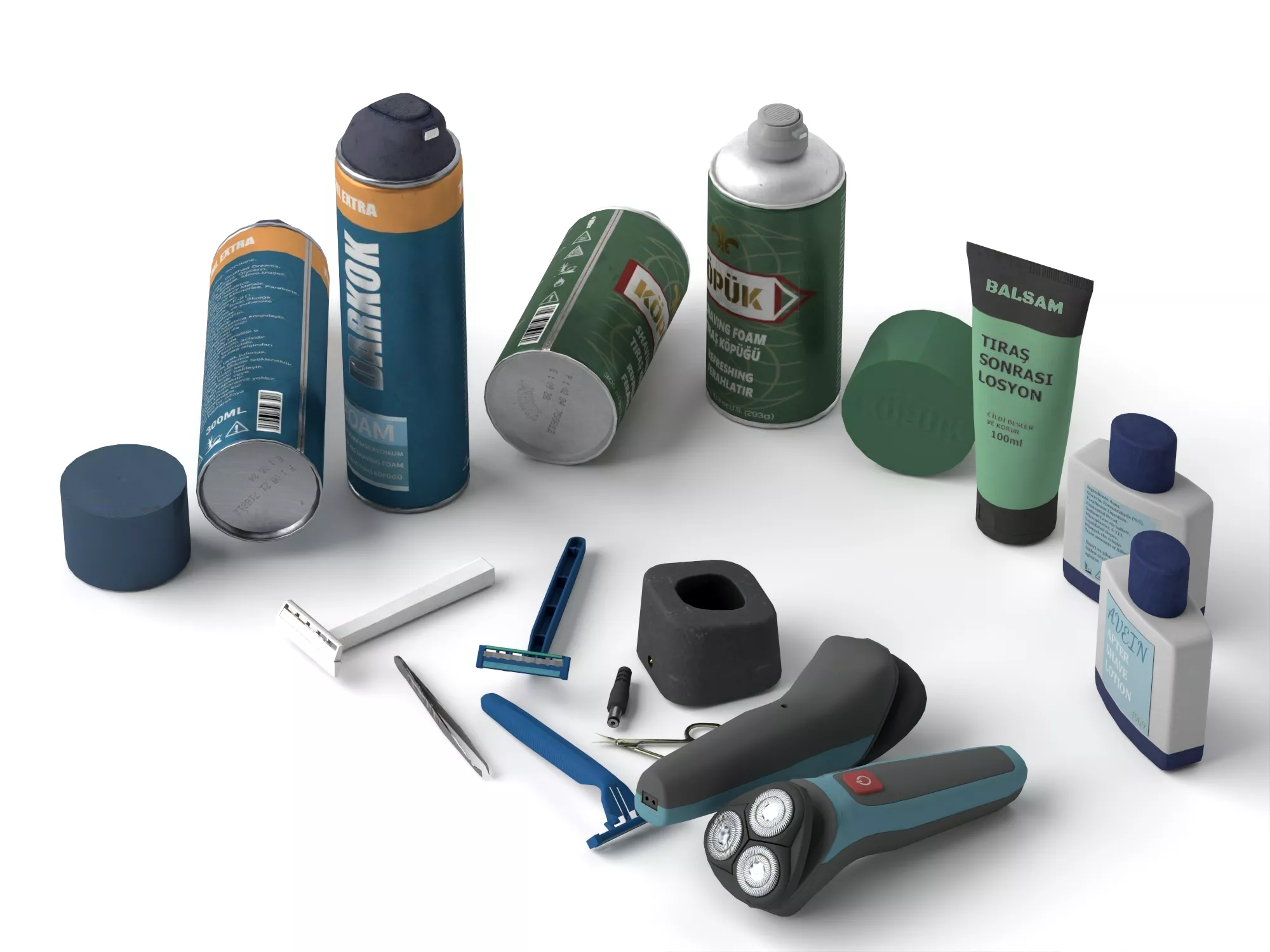 Shaving Grooming Products Props Low-poly 3D model