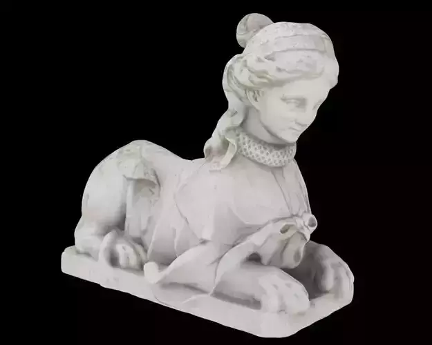 Sphynx marble statue of woman on horse