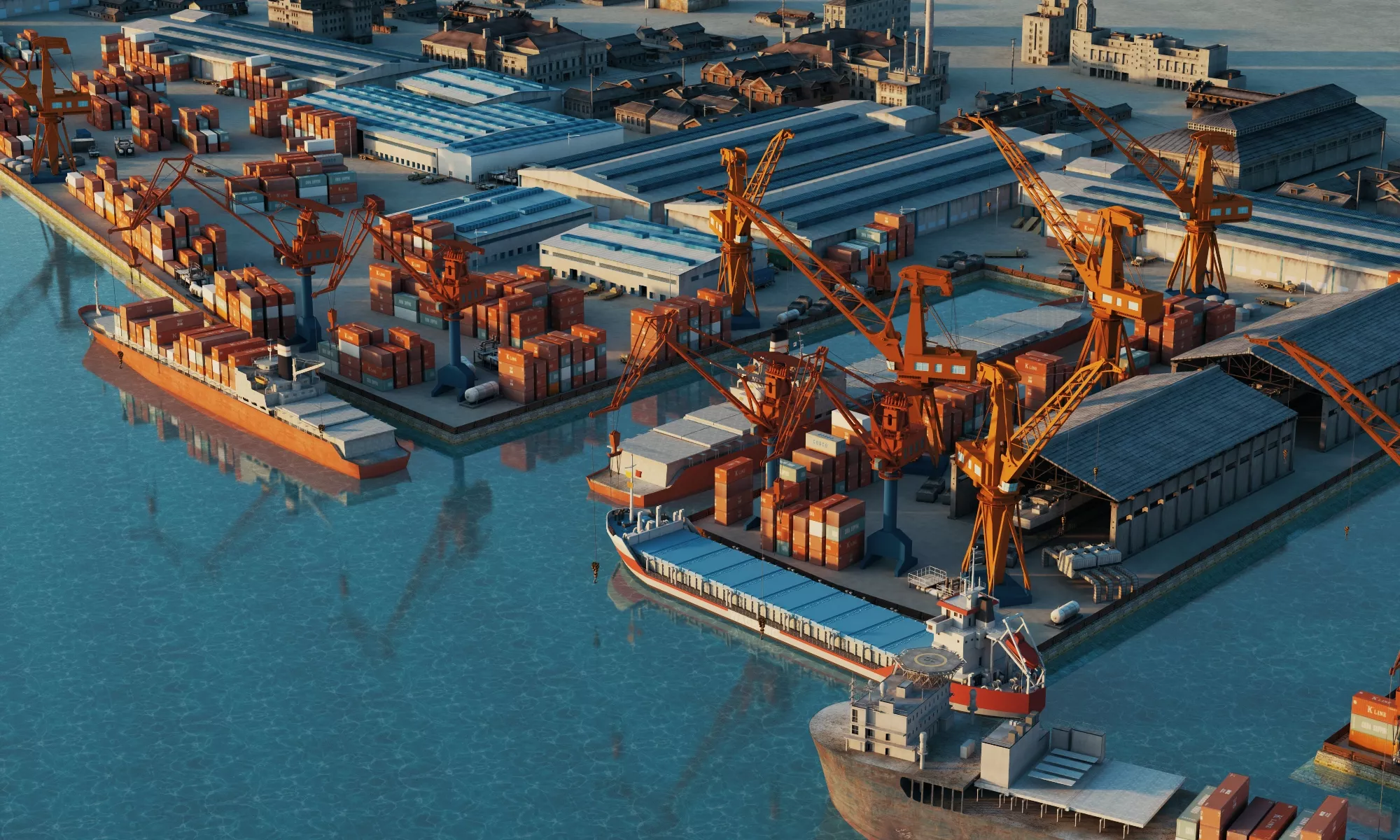 Industrial Port Dock Terminal Scene Pack 3D model