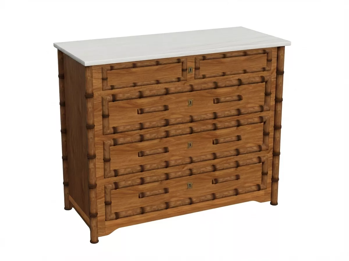 Faux Bamboo Chest of Drawers 3D model