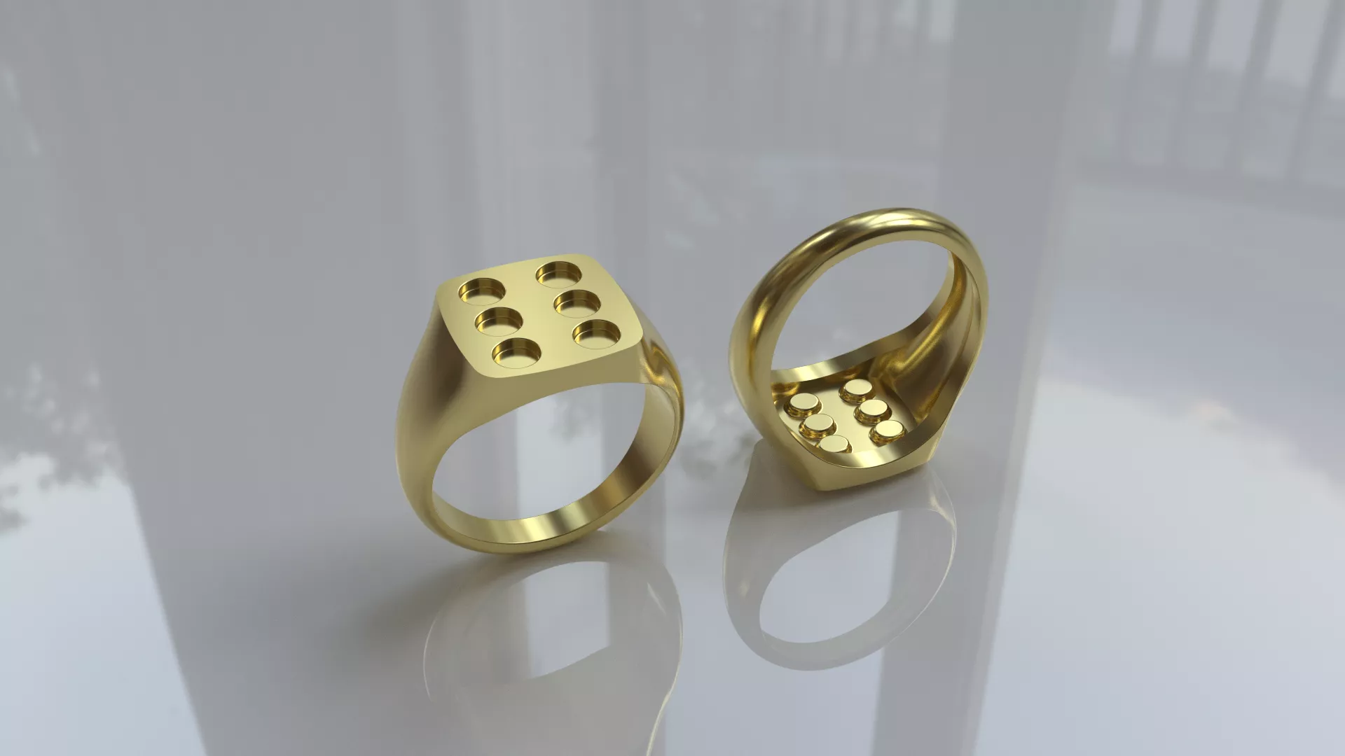 Signet Chance Ring Dice Six 3D print model