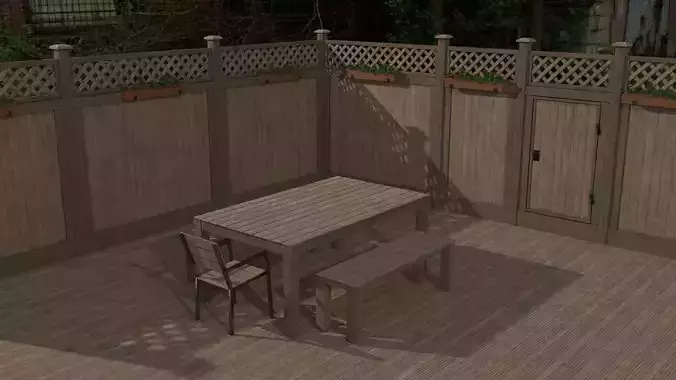 Lowpoly modular set of wooden fences and doors
