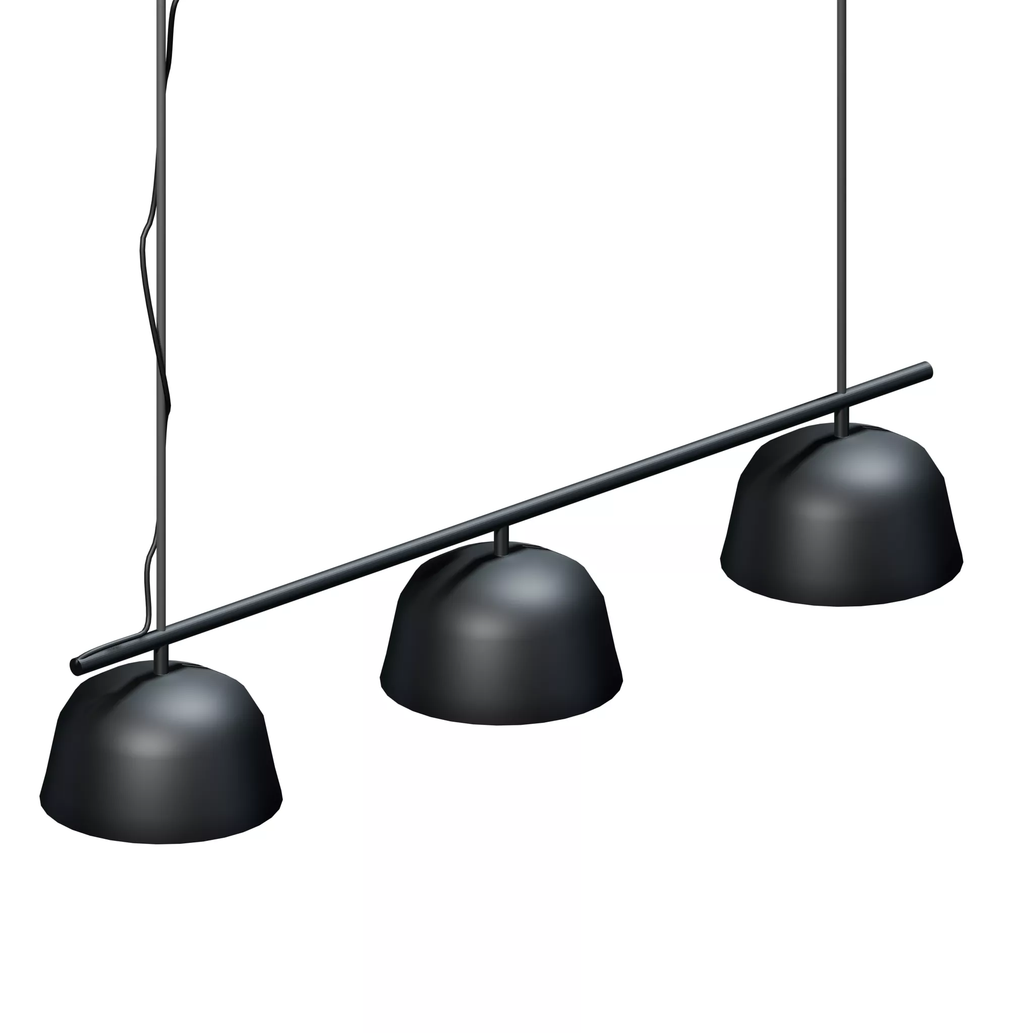 Modern Black Linear Pendant Light 3 Dome Shades Free 3D model