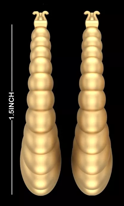 Graduated Sculptural Ribbed Hoop Earrings 3D print model