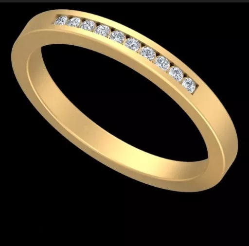 Round Diamond Channel Set Half Eternity Wedding Band Free 3D print model