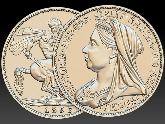Queen Victoria British Crown 1893 3D Relief Model 