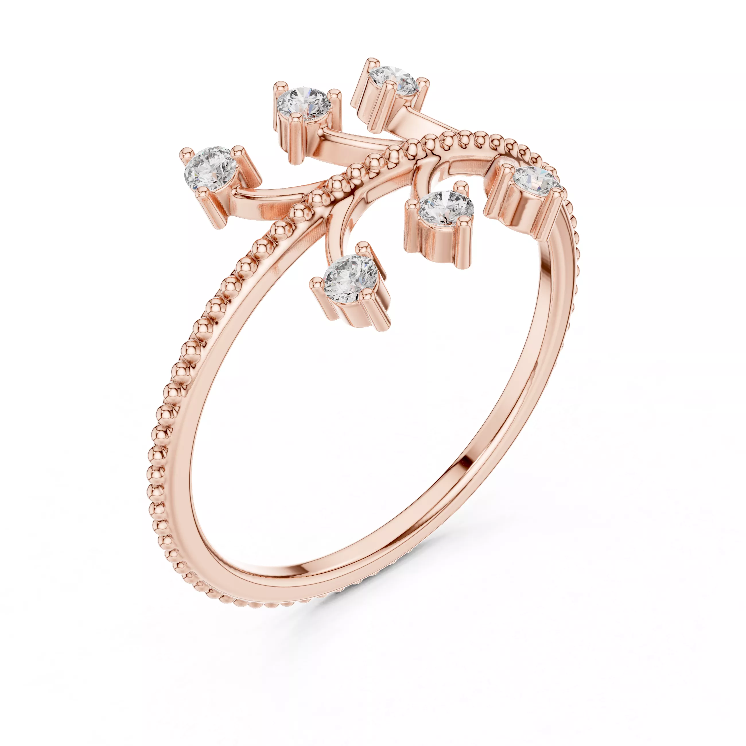 Sculptural Multi Round Diamond Crown Ring 3D print model
