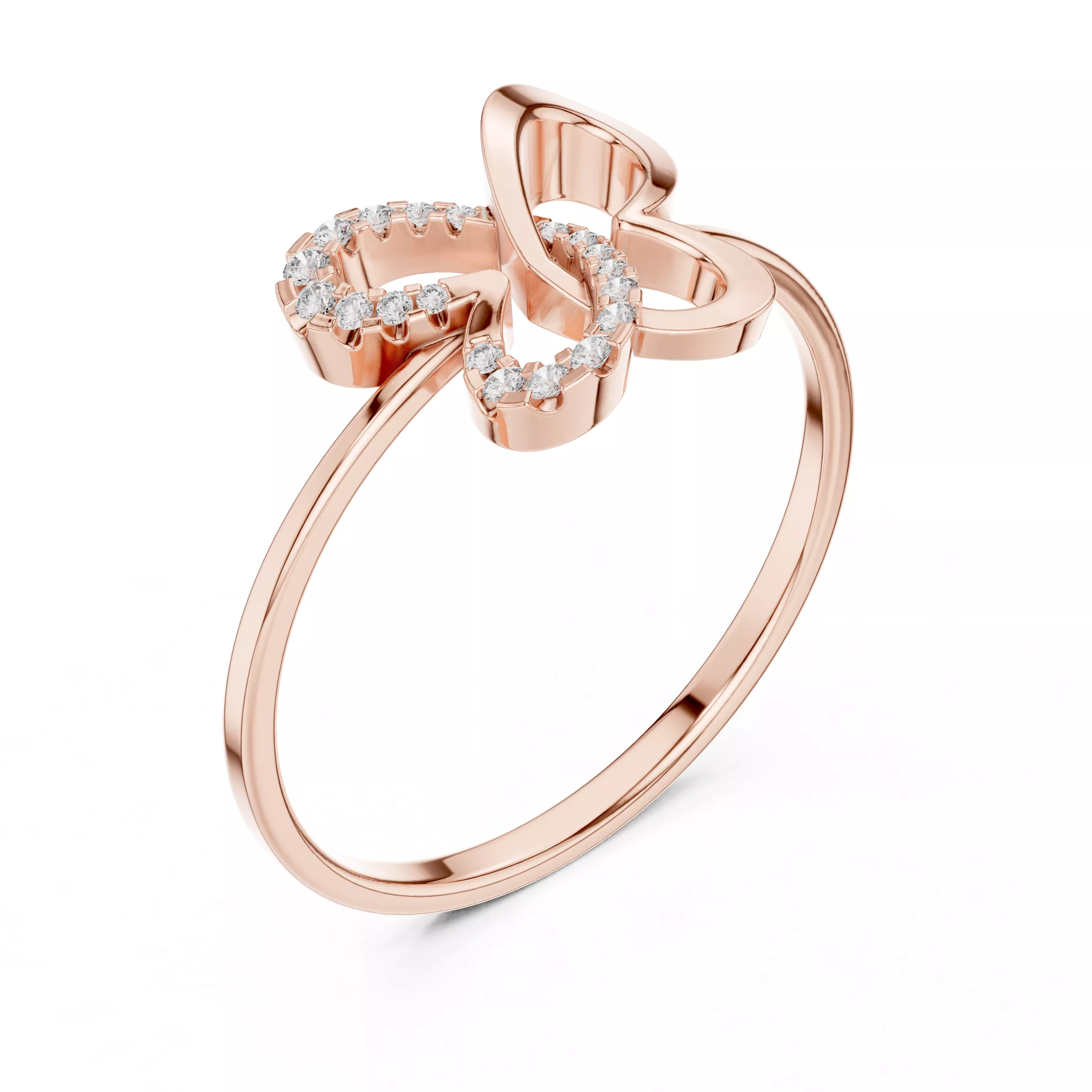 Interlocking Heart Diamond Ring Free 3D print model