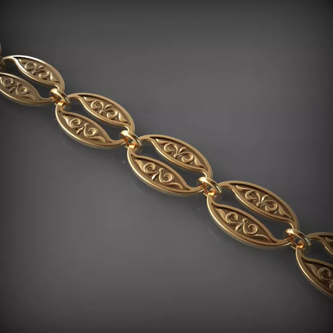Oval Scroll Filigree Link Chain Jewelry Free 3D print model