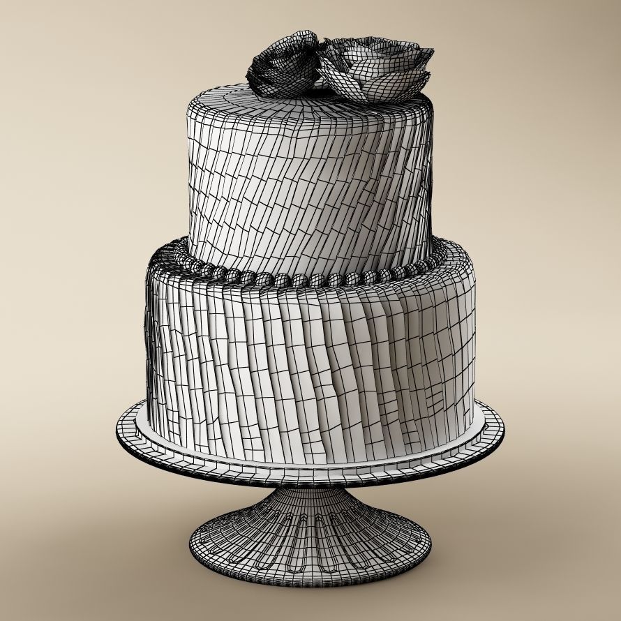 Cake 23 with roses 3D model_4