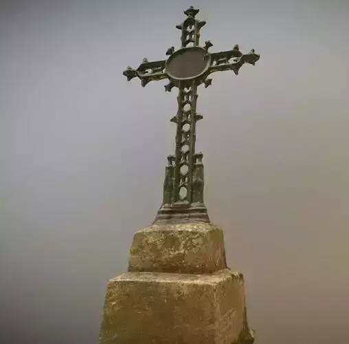 Scanned photorealistic old rusty iron cast cross Low-poly 3D model