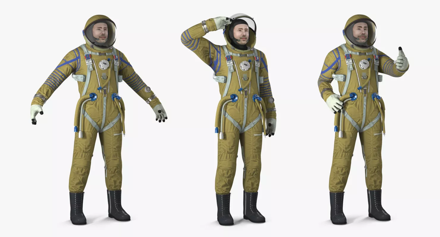Astronaut Wearing Space Suit Strizh Rigged 3D model