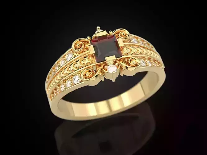 Engagement ring square stone