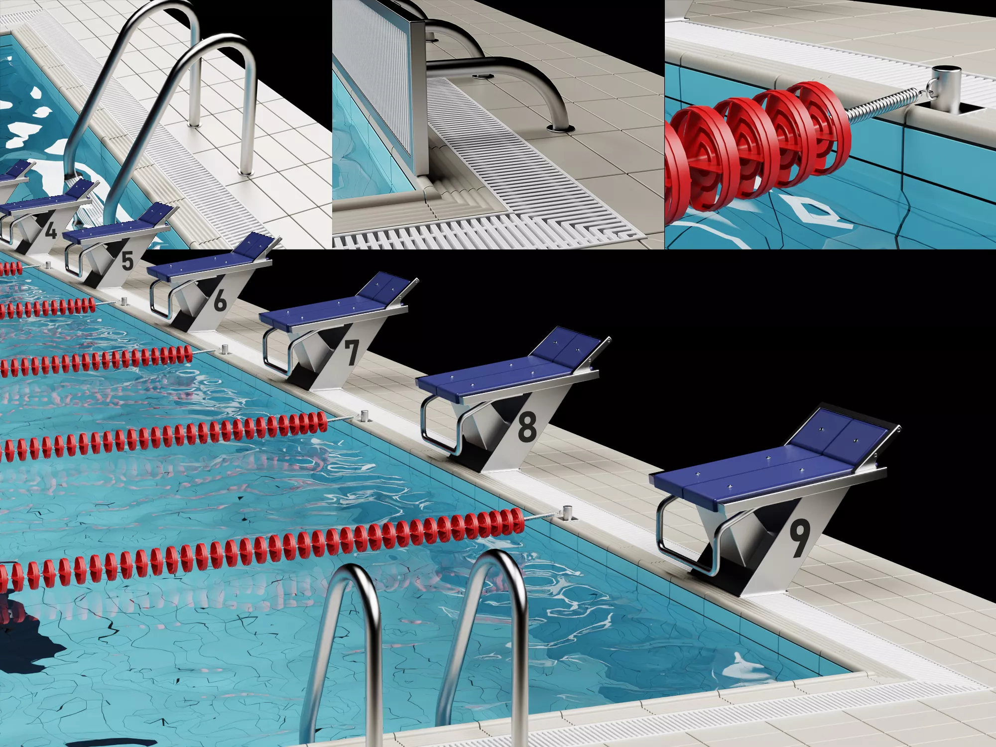 Swimming Pool Competition Equipment Pack 3D model